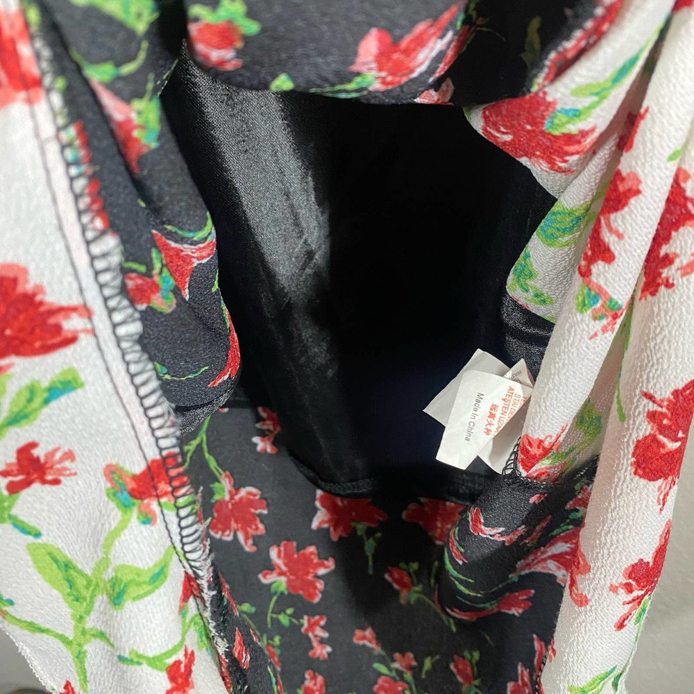 Missguided Floral Midi Dress Black Red Size 8 - Picture 5 of 8